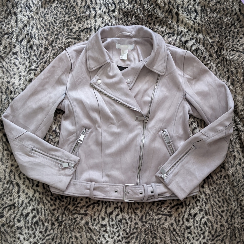 Pink suede moto jacket - Picture 2 of 7